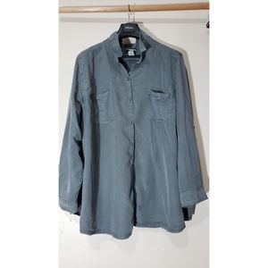 Gray Button Down Top Catherine's 3X (26-28)